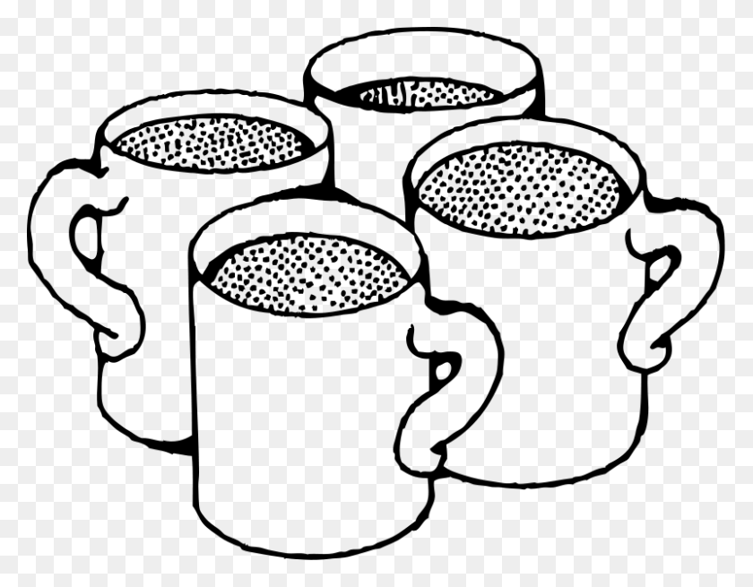 800x611 Teapot And Cup - Makeup Clipart Black And White