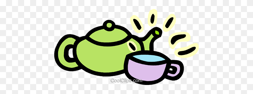 480x253 Teapot And Cups Royalty Free Vector Clip Art Illustration - Teapot Clipart