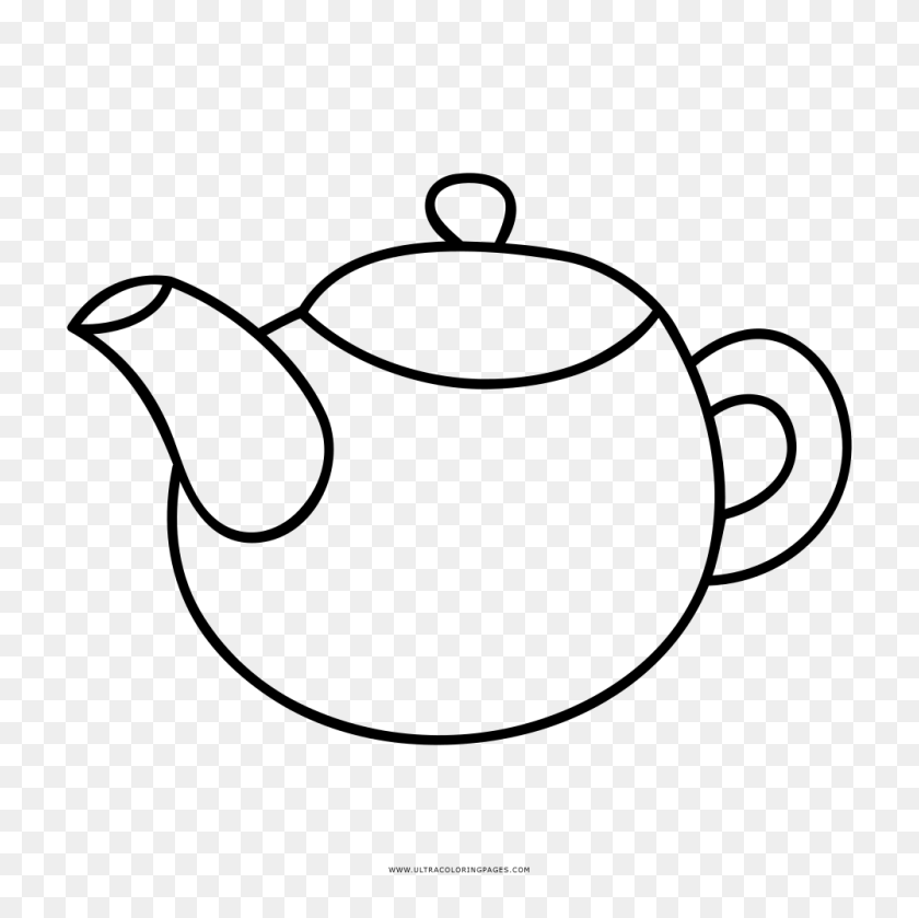 1000x1000 Teapot Coloring Page - Coloring Pages PNG