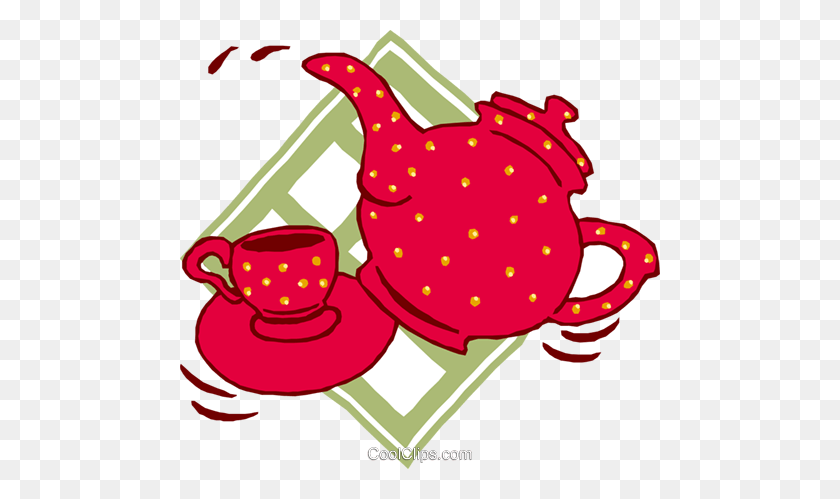 480x439 Teapot, Cup And Saucer Royalty Free Vector Clip Art Illustration - Tea Cup And Saucer Clipart