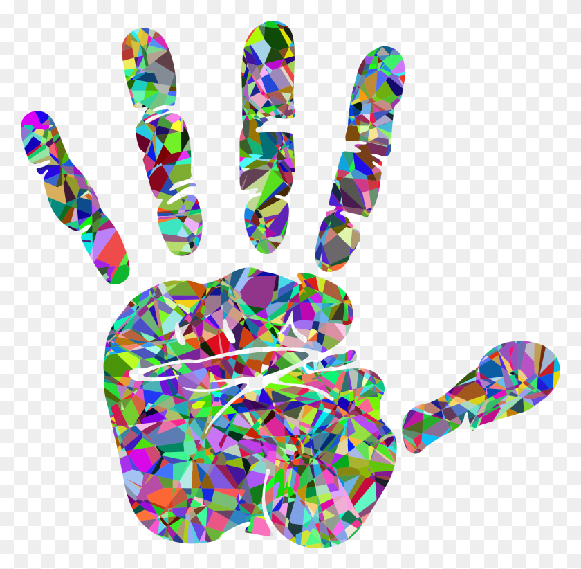 2322x2270 Technicolor Handprint Silhouette Icons Png - Handprint PNG
