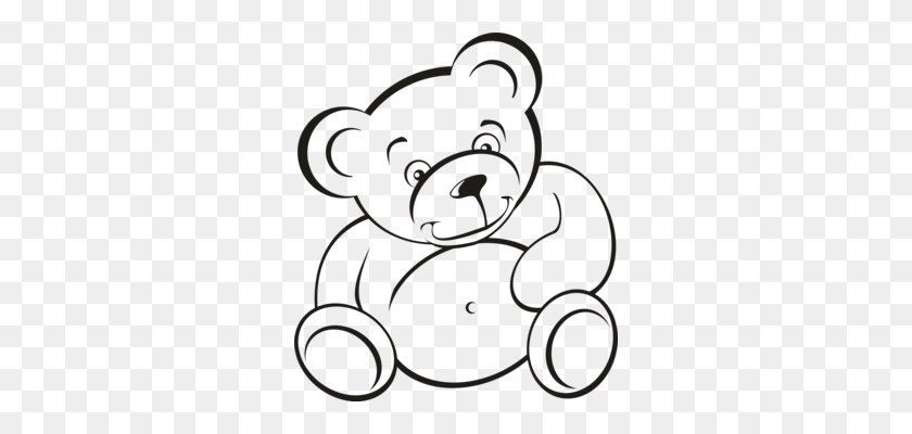 298x340 Teddy Bear Clip Art Christmas Toy Line Art - Toy Clipart Black And White