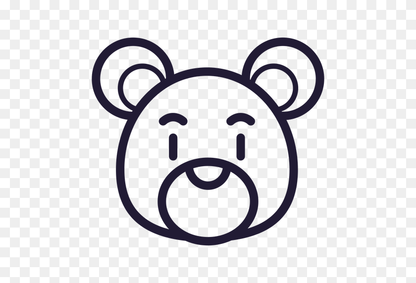 512x512 Teddy Bear Head Stroke Icon - Bear Head PNG