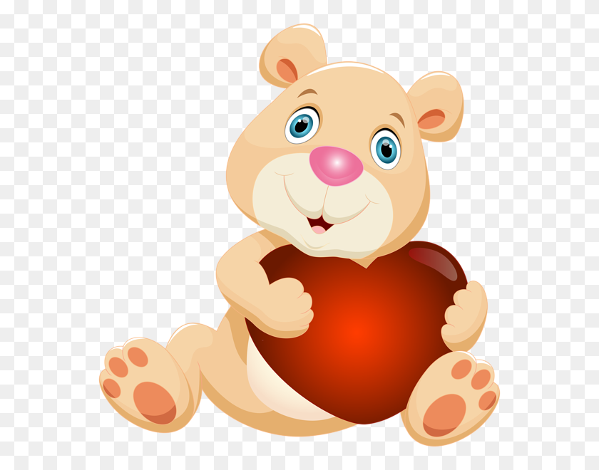 568x600 Teddy Bear With Heart Png Clip - Teddy Bear Clipart PNG