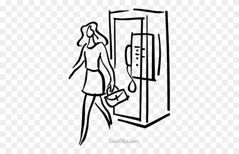357x480 Telephone Booth Clipart Black And White - Elevator Clipart Black And White