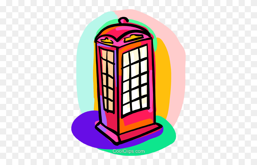 374x480 Telephone Booth Royalty Free Vector Clip Art Illustration - Booth Clipart