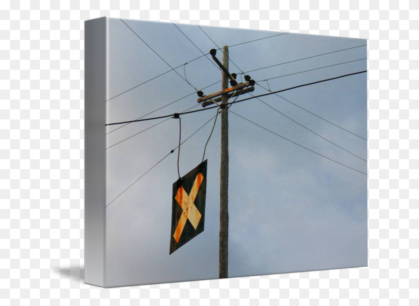 650x555 Telephone Pole And Train Crossing Sign - Telephone Pole PNG