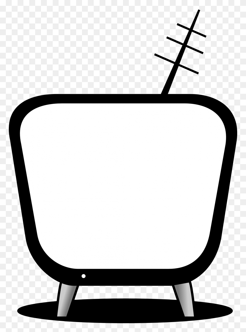 1979x2723 Clipart Animado De Televisión - Clipart Número 3 En Blanco Y Negro
