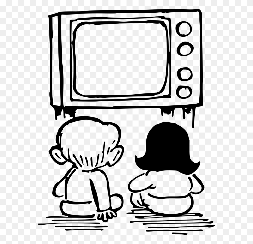 587x750 Телевидение Рисунок Черно-Белый Мультяшный Ребенок - Под Морем Черно-Белый Клипарт