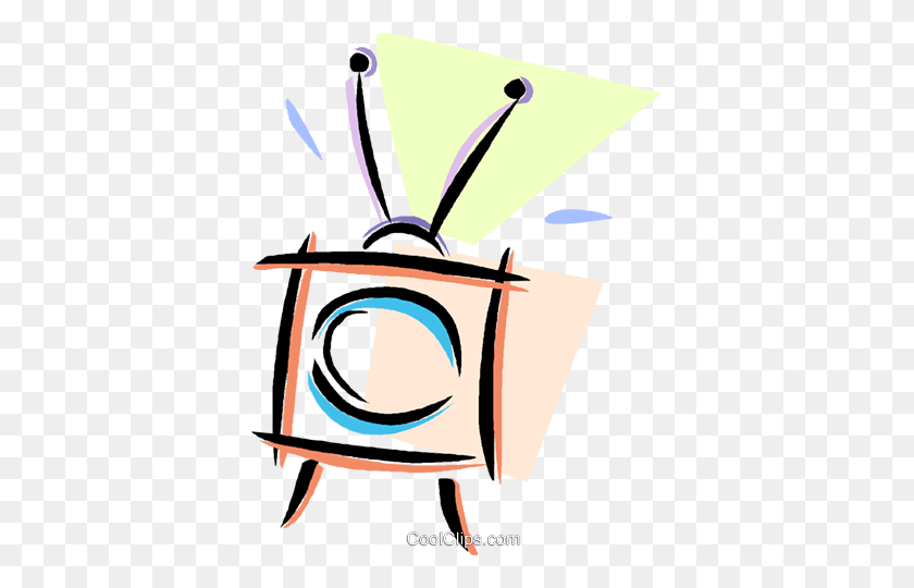 377x480 Television With Rabbit Ears Royalty Free Vector Clip Art - Rabbit Ears PNG