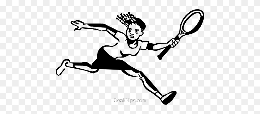 480x309 Tennis Player Royalty Free Vector Clip Art Illustration - Tennis Clipart Black And White