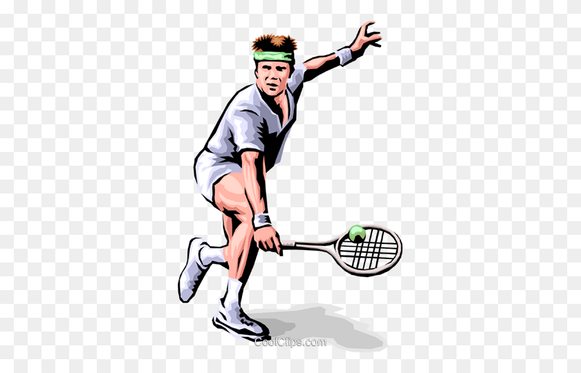 325x480 Tennis Player Royalty Free Vector Clip Art Illustration - Tennis Racquet Clipart