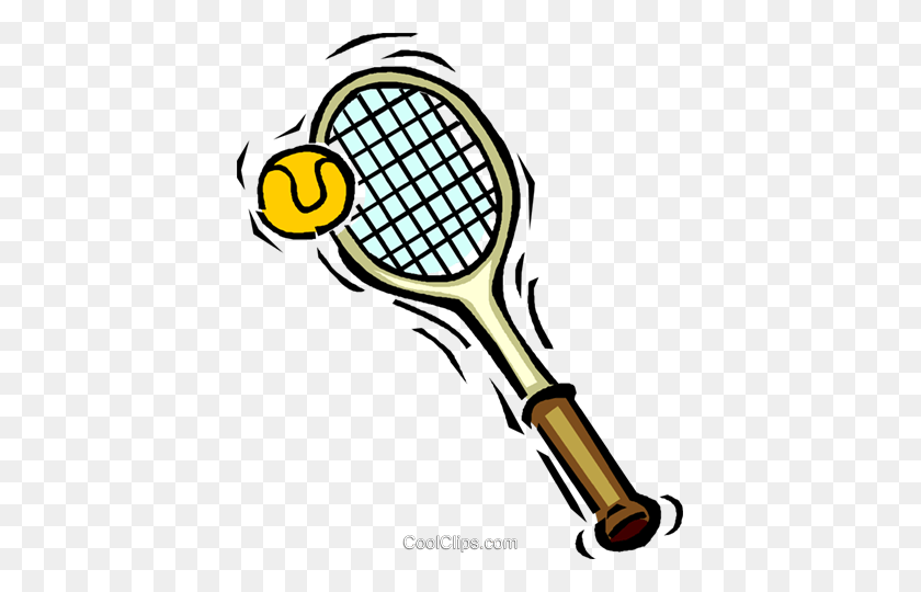 407x480 Tennis Racket And Ball Royalty Free Vector Clip Art Illustration - Racket Clipart