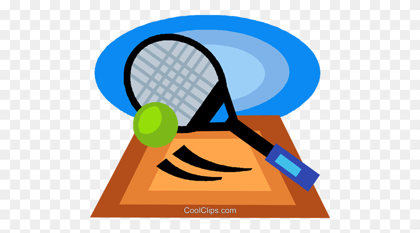 480x407 Tennis Racket And Ball Royalty Free Vector Clip Art Illustration - Tennis Clipart