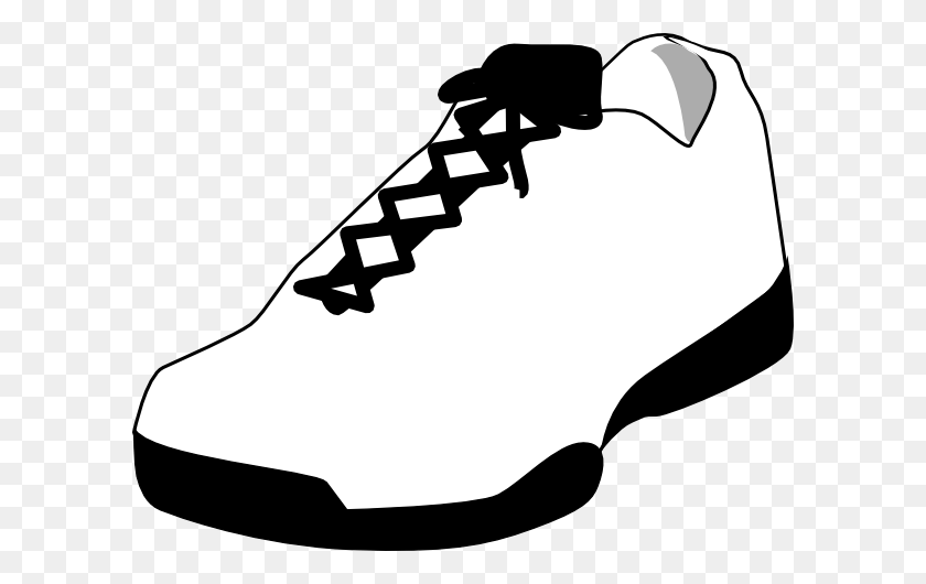 600x470 Клипарты Теннисной Обуви - Обуви Принт Клипарт Черно-Белое