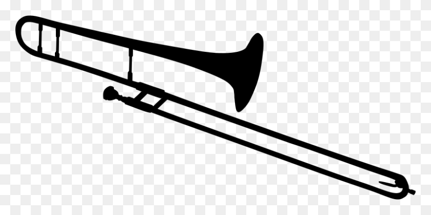 800x369 Trombón Tenor - Clipart De Instrumentos Musicales En Blanco Y Negro
