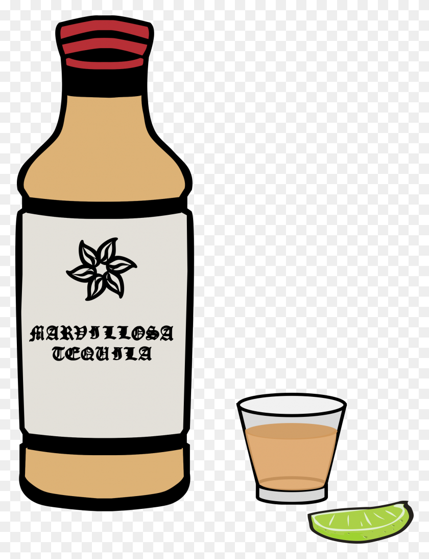 1811x2400 Tequila Bottle And Glass Vector Clipart Image - Vodka Clipart