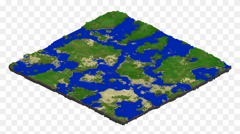 9642x5066 Terrain Generation, But With Larger Biomes And Oceans - Minecraft Grass Block PNG