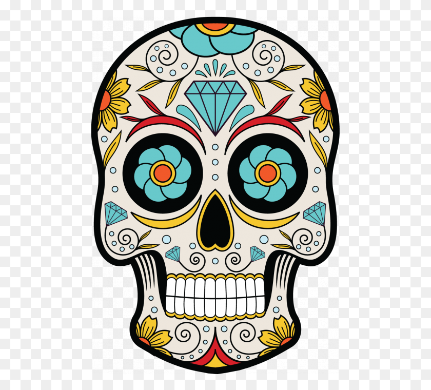 485x700 Tete De Mort Mexicaine - Dia De Los Muertos Skull Clipart