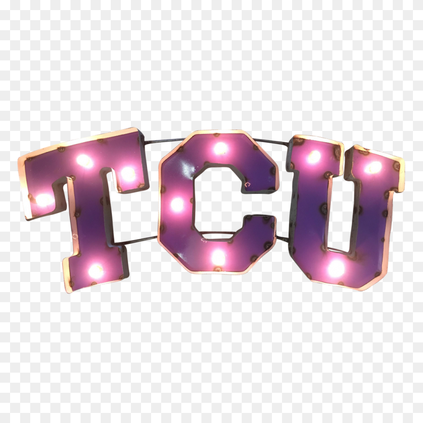 1024x1024 Texas Christian University Tcu Iluminado De Metal Reciclado Decoración De La Pared - Tcu Logo Png