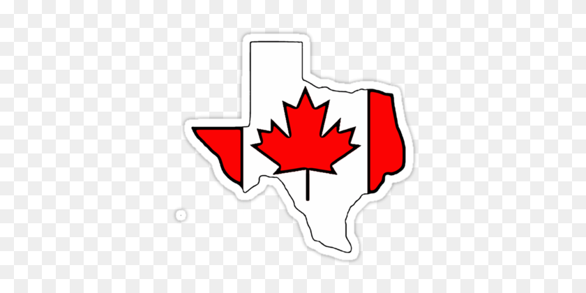 375x360 Texas Outline Canada Flag Stickers - Texas Outline PNG