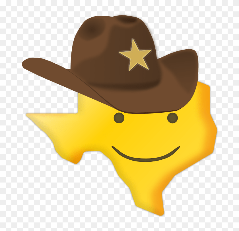 750x750 Texas Smiley Cowboy Emoji De La Etiqueta Engomada De Texas Emoji - Forma De Texas Png