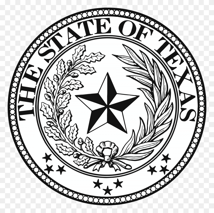 3770x3762 Texas State Seal Coloring Page - Texas State Outline PNG