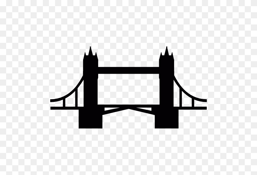 512x512 Темза, Памятники, Река, Мост, Лондон, Значок Соединенного Королевства - Мост Черно-Белый Клипарт