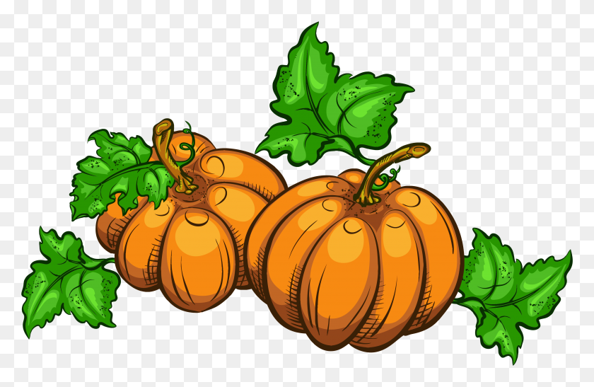 3795x2370 Thanksgiving Clip Art Pumpkins - Thanksgiving Clipart Transparent