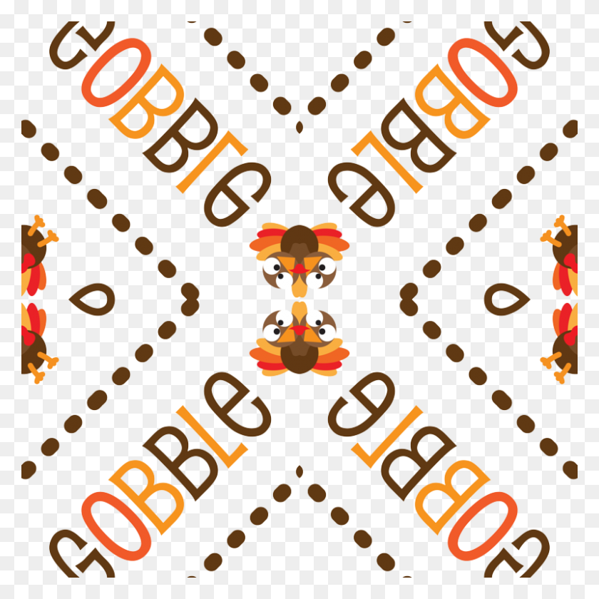 800x800 Thanksgiving Turkey Gobble Gobble Thanksgiving Pattern Diagonal - Gobble Gobble Clipart