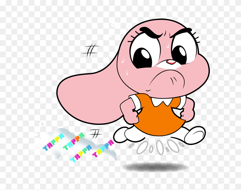 701x602 The Amazing World Of Gumball Anais Running - Gumball PNG