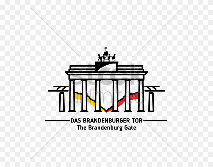 600x600 Векторное Изображение Бранденбургских Ворот - Черно-Белый Клипарт