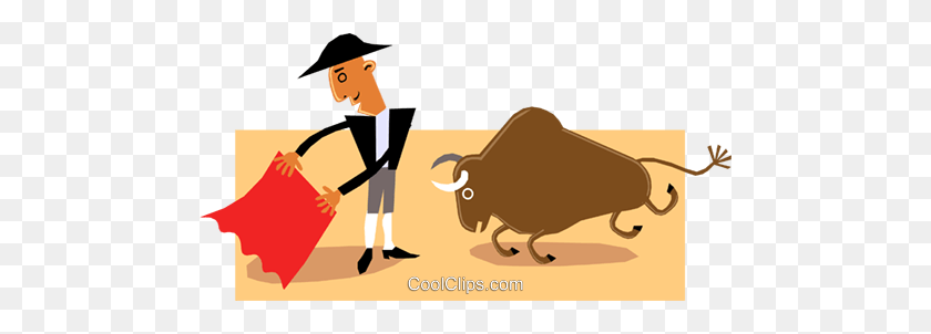 480x242 The Bull Fighter Royalty Free Vector Clipart Illustration - Tradition Clipart