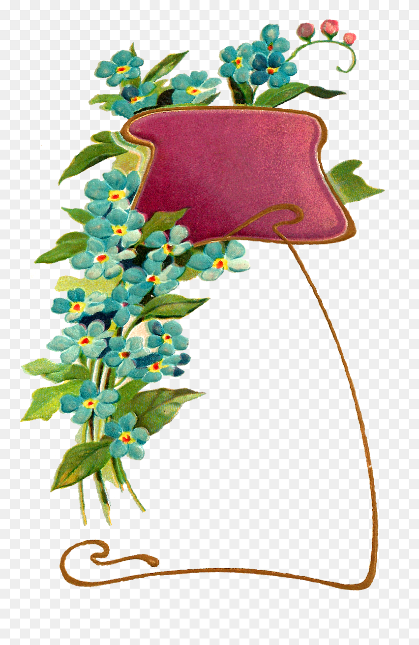1012x1600 The Graphics Monarch Botanical Art Flower Digital Frame - Wildflower PNG