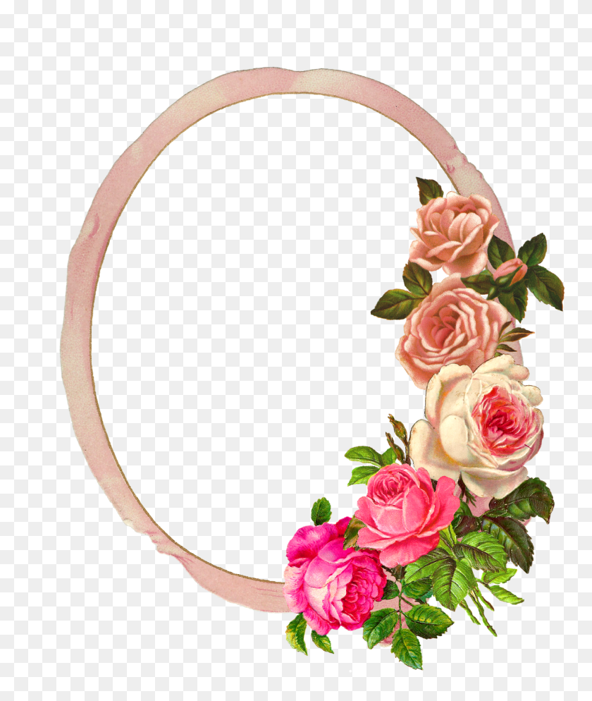 1335x1600 Графический Монарх Бесплатная Розовая Роза Цифровая Цветочная Рамка Скачать - Роза Рамка Png