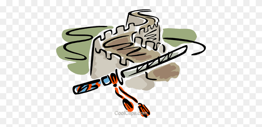 480x349 The Great Wall Of China And A Sword Royalty Free Vector Clip Art - Great Wall Clipart