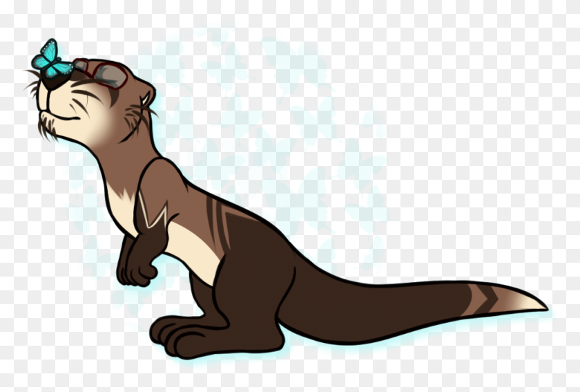966x629 The Otter And The Butterfly - Otter PNG
