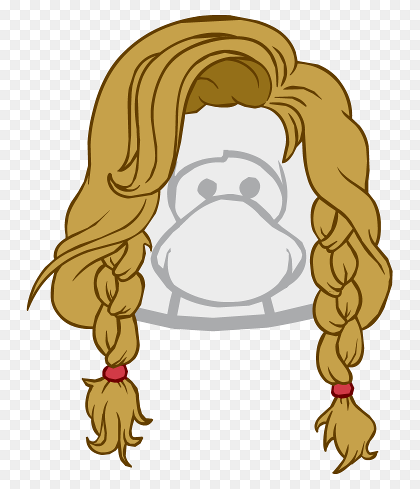 733x918 The Strawberry Braid Club Penguin Wiki Fandom Powered - Blonde Wig Clipart