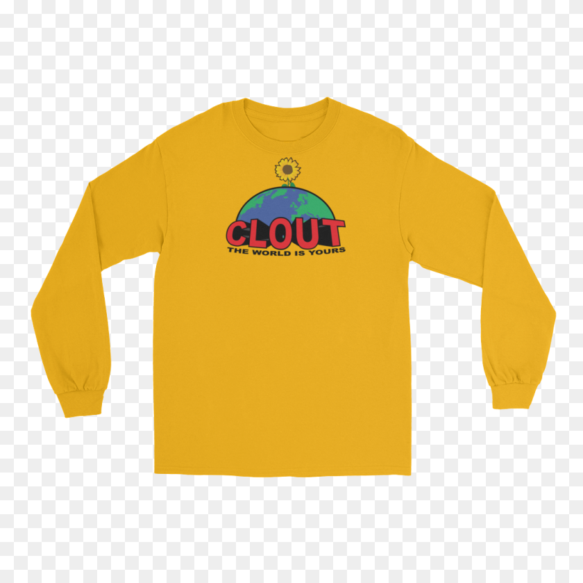 1000x1000 The World Is Yours Longsleeve Yellow Clout Worldwide - Clout PNG