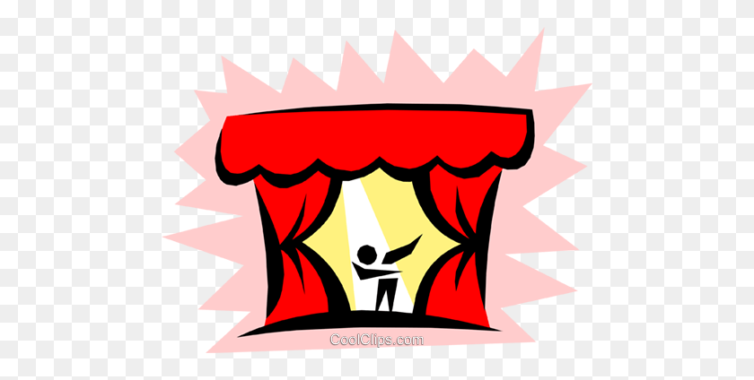 480x364 Theatre Curtains Royalty Free Vector Clip Art Illustration - Red Curtain Clipart