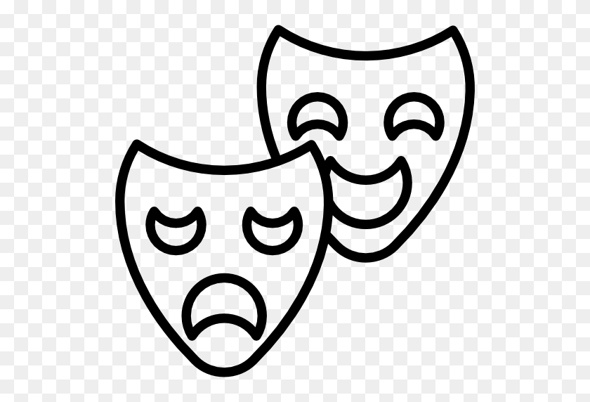 512x512 Theatre, Mask, Theater, Tragedy, Comedy, People Icon - Theatre Mask PNG