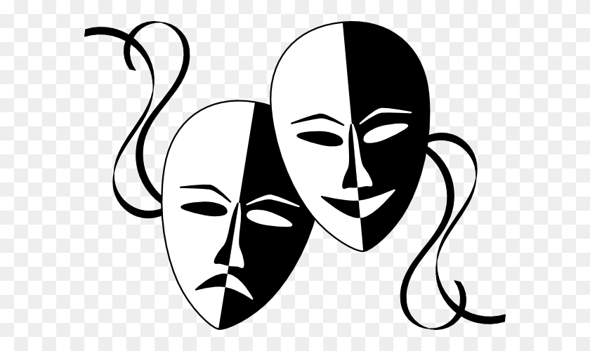 600x440 Theatre Masks Clip Art - Theatre Clipart Black And White