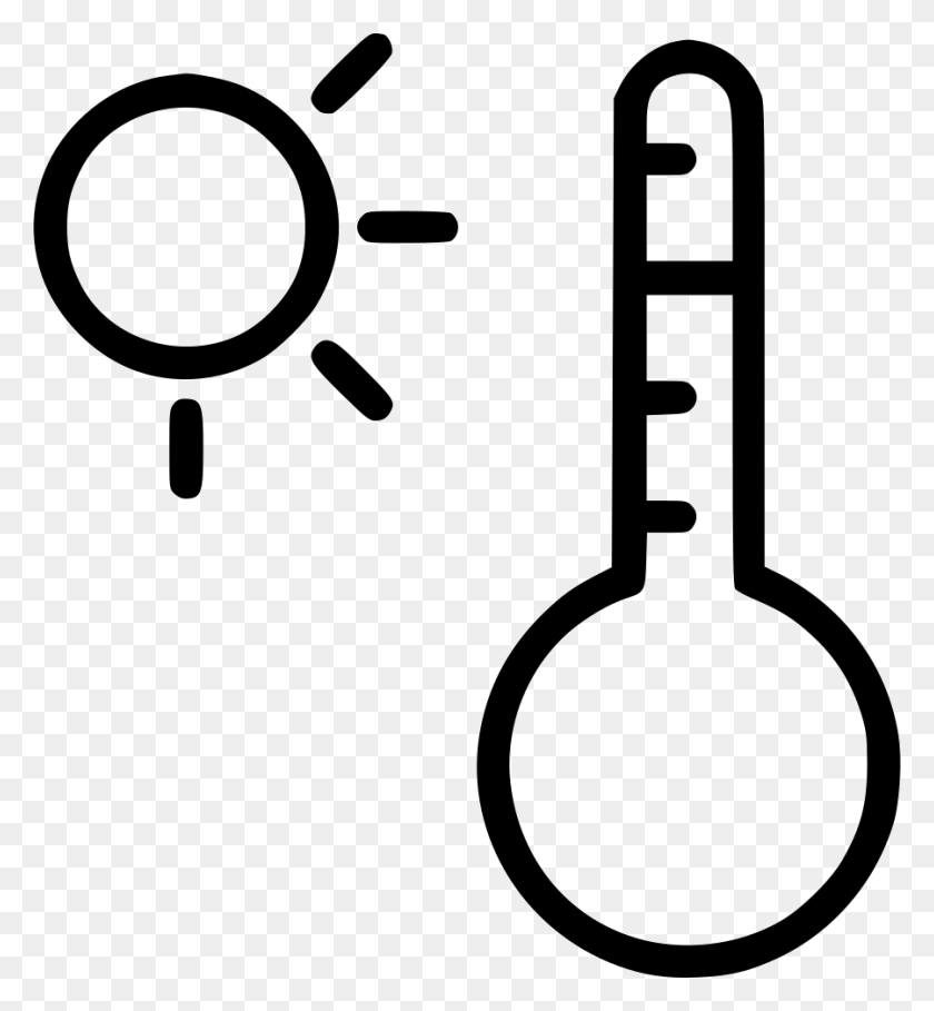 900x980 Thermometer Hot Heat Summer Sun Day Png Icon Free Download - Sun Drawing PNG