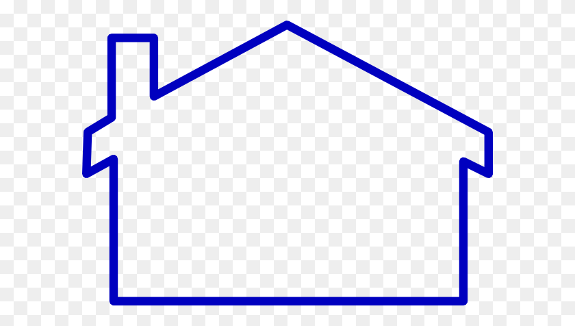 600x416 Thick Blue Line House Clip Art - Little House Clipart