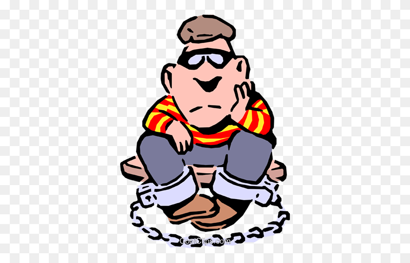 348x480 Thief In Prison Royalty Free Vector Clip Art Illustration - Shackles Clipart