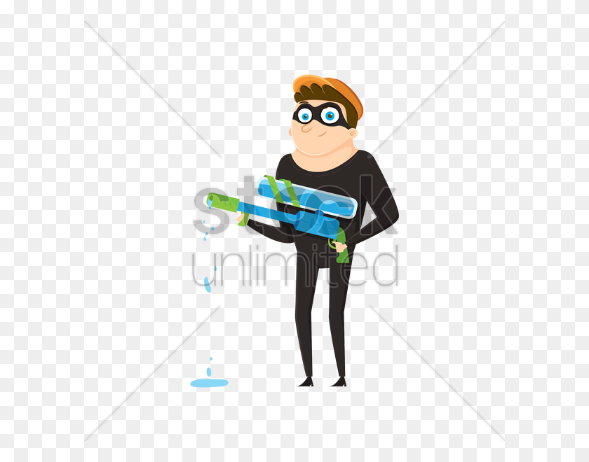 600x600 Thief With Water Gun Vector Image - Thief Clipart