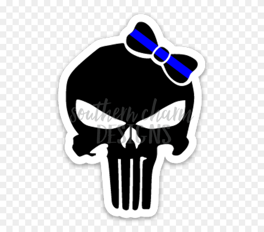 500x680 Thin Blue Line Punisher Bow Decal - Thin Blue Line Clipart