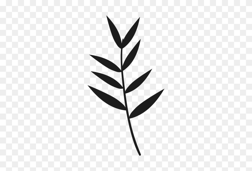 512x512 Thin Leaves On Stem Silhouette - Stem PNG
