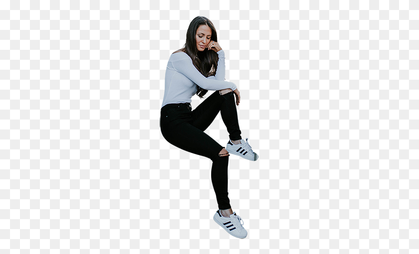 450x450 This Tall Model Is Resting Her Head In Her Hand While Sitting - Sitting Person PNG
