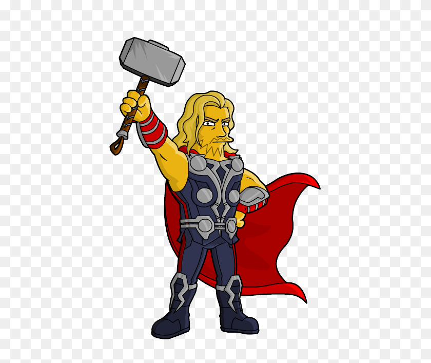 437x647 Thor De Springfield Los Simpsons Los Vengadores Película Clipart Png - Hero Png